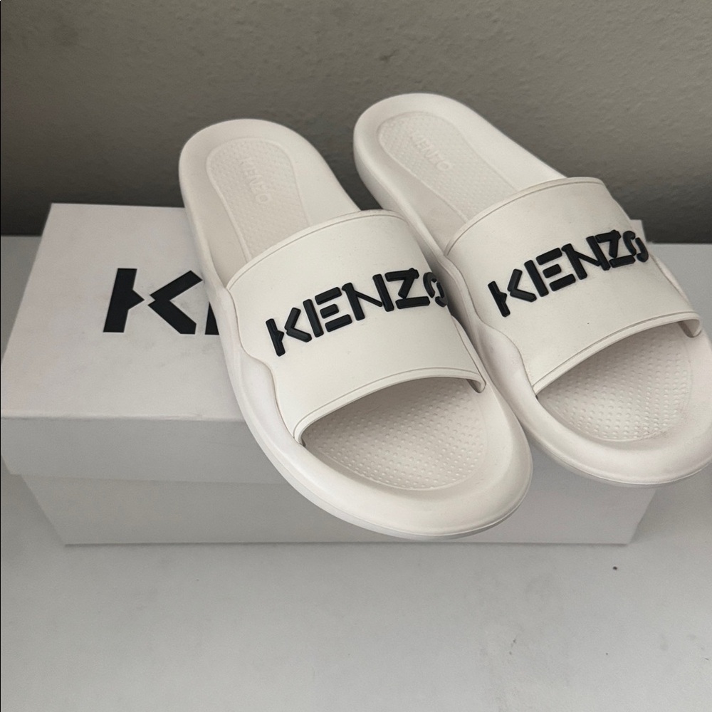 Kenzo White Slide Sandals